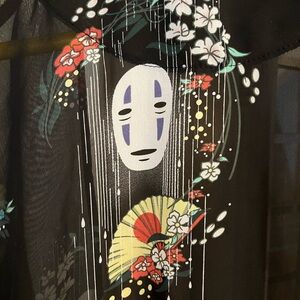 Spirited Away Hot Topic No Face Fringed Black Kimono Cardigan